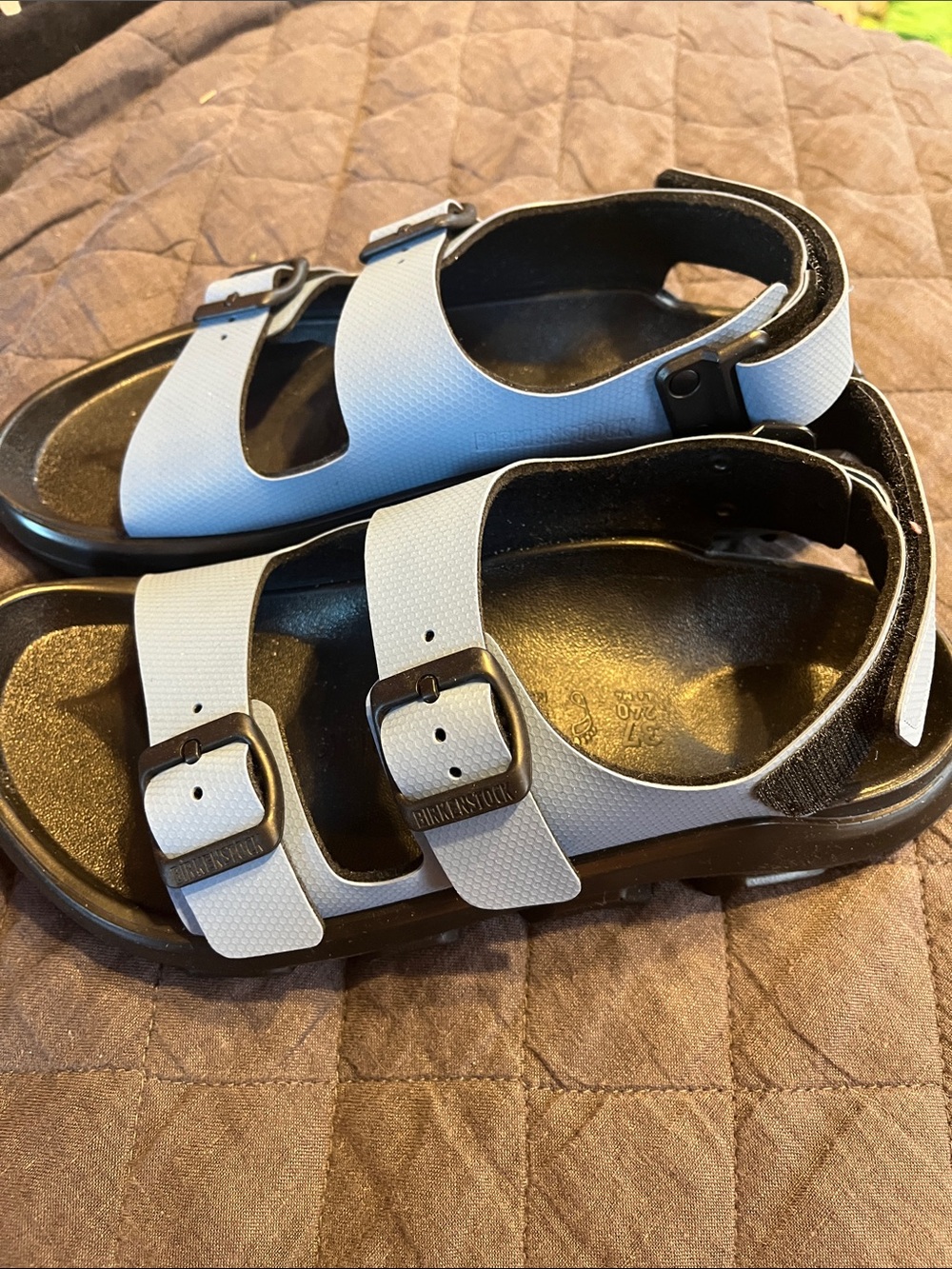 Birkenstock womens blue Double-Strap Sandals with Black Sole